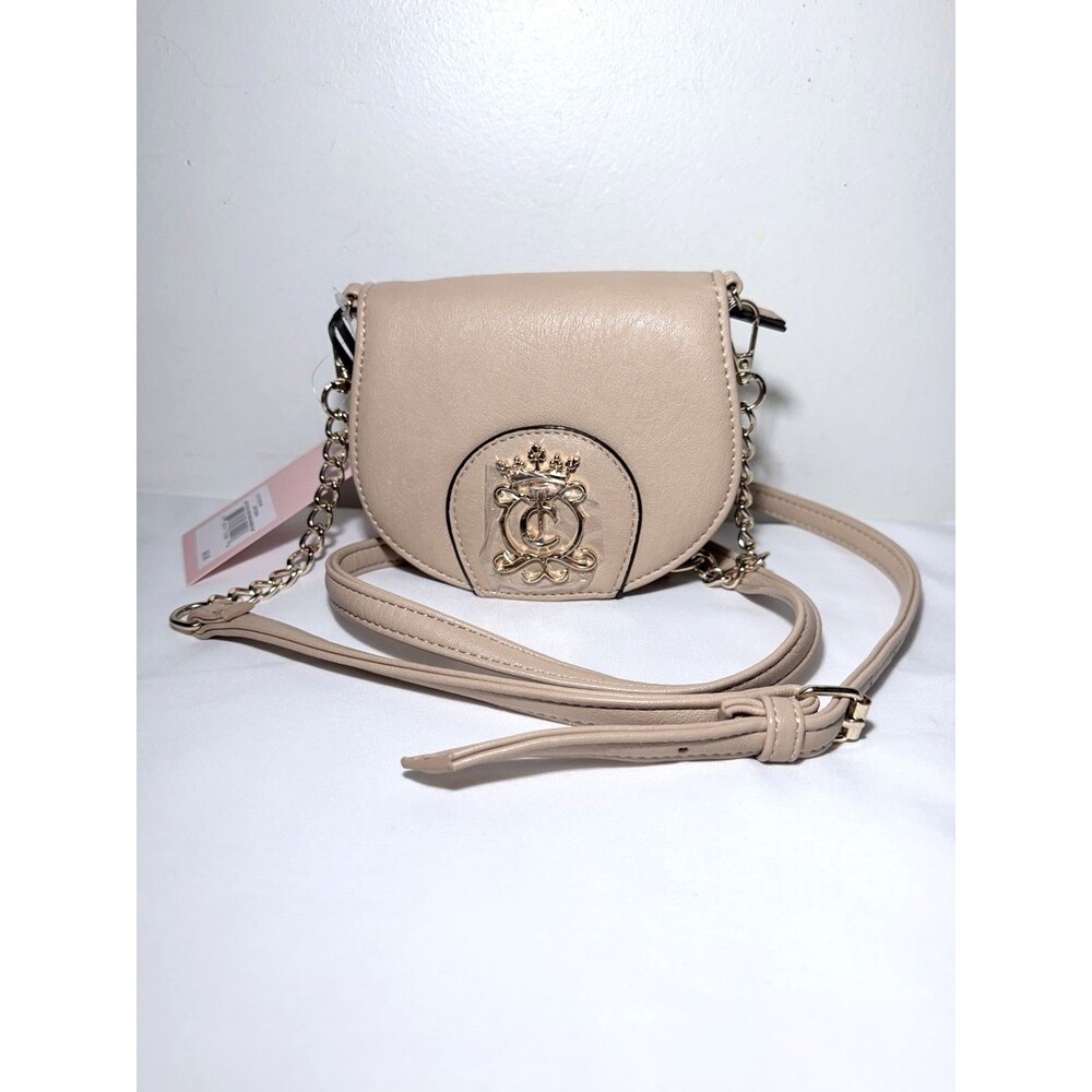 Juicy Couture Royal Crest Mini Rounded Flap Crossbody Bag Buff Beige NWT